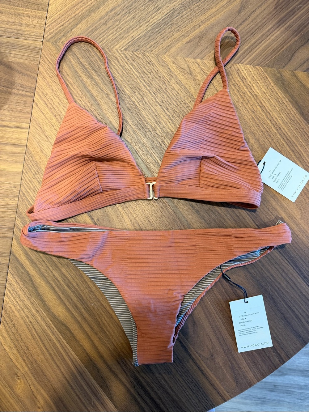 acacia swimwear Garnet Ribbed Triangle Bikini Set